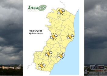 Previsão do tempo para o ES e Colatina nesta quinta (05) - Foto: Incaper