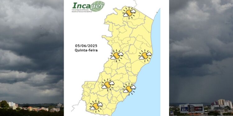 Previsão do tempo para o ES e Colatina nesta quinta (05) - Foto: Incaper