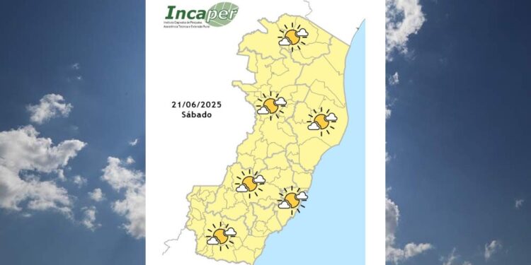Previsão do tempo para o ES e Colatina neste sábado (21) - Foto: Incaper
