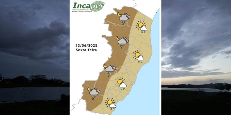 Previsão do tempo para o ES e Colatina nesta sexta (13) - Foto: Incaper