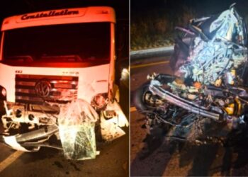 Homem morre em colisão frontal entre carro e caminhão na BR-101, em São Mateus - Foto: Leitor