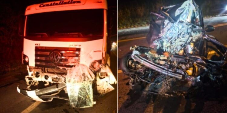 Homem morre em colisão frontal entre carro e caminhão na BR-101, em São Mateus - Foto: Leitor