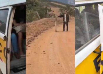 Porta de Kombi escolar se solta durante transporte de alunos em Pancas Foto: Rede Social