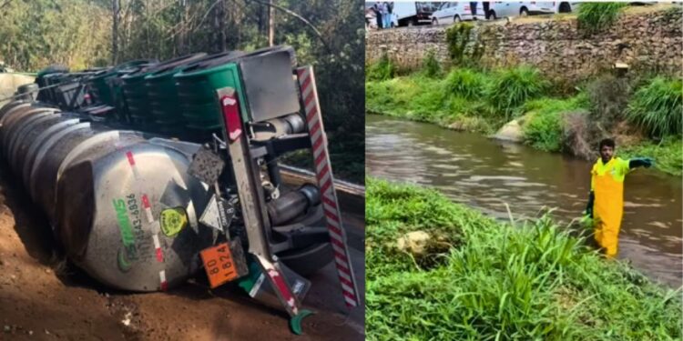 Acidente com caminhão de soda cáustica contamina afluente do Rio Doce e afeta abastecimento em Mariana e Ouro Preto - Foto: Reprodução