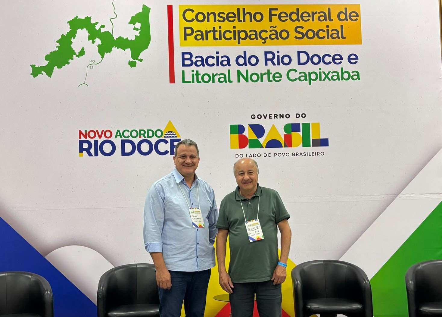 José Izidoro Rodrigues (Fetaes) e Genivaldo Lievore (Diocese de Colatina) representam Colatina no Conselho  Federal da Bacia do Rio Doce - Foto: Divulgação
