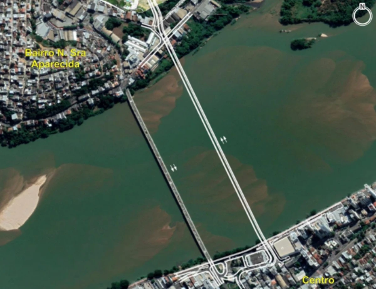 Projeto de onde deve ficar a 3ª Ponte de Colatina Crédito: DER-ES