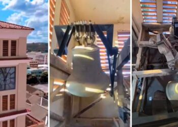 Sinos da Catedral de Colatina passam por manutenção preventiva - Fotos: Reprodução