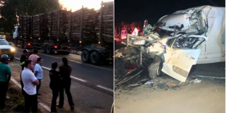 Motorista de ambulância morre em grave acidente com carreta em Pinheiros - Foto: Montagem Colatina em Ação