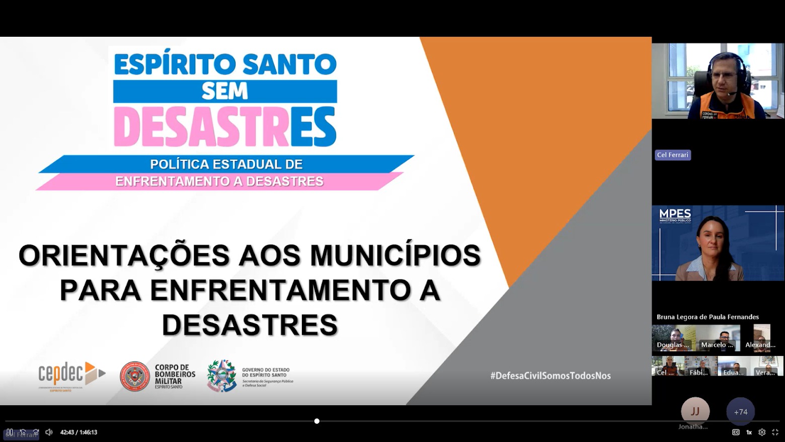 Treinamento sobre Plano de Contingência e preparação para simulados de desastres. Foto: CBMES