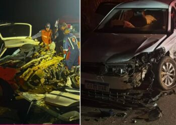 Cavalo na pista causa colisão com dois carros na Rodovia do Café em Colatina - Fotos: Rede Social