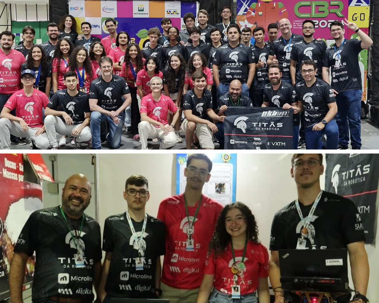 Lisânia na Seleção de Talentos do CDMC, em Guarapari, e com a equipe de robótica do IFes Colatina | Imagem: arquivo pessoal