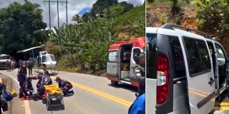 Acidente em Santa Teresa deixa um morto e sete feridos - Montagem Colatina em Ação