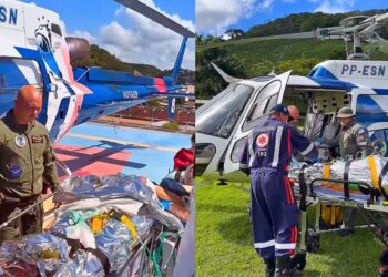 Helicópteros realizam resgate de vítimas em grave acidente no Sul do ES - Foto: Rede Social