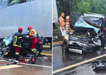 Colisão entre carro e carreta deixa um ferido em estado grave na BR-101 - Foto: Leitor Colatina em Ação