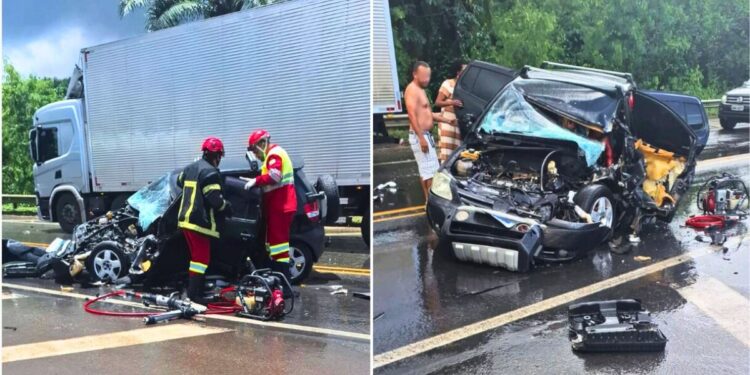 Colisão entre carro e carreta deixa um ferido em estado grave na BR-101 - Foto: Leitor Colatina em Ação