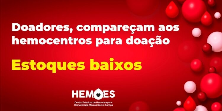 Com estoques críticos, Hemoes convoca doadores