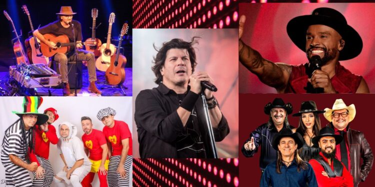 Festival de Inverno de Guaçuí 2026 confirma Alexandre Pires, Paulo Ricardo e Almir Sater entre as primeiras atrações nacionais - Fotos: Divulgação