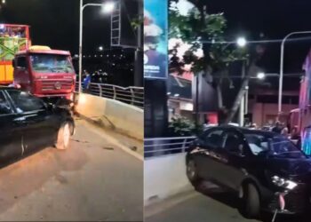 Motorista embriagado atinge ‘Trem da Alegria’ na Ponte Florentino Avidos - Foto: Rede Social