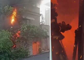 Incêndio mobiliza Corpo de Bombeiros no bairro Vila Amélia, em Colatina - Foto: Reprodução