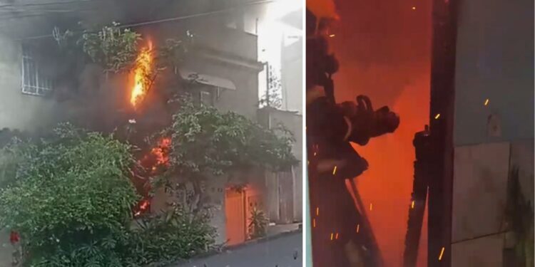 Incêndio mobiliza Corpo de Bombeiros no bairro Vila Amélia, em Colatina - Foto: Reprodução