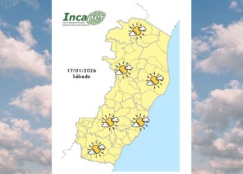 Previsão do tempo para o ES e Colatina para este sábado (17) - Foto: Incaper