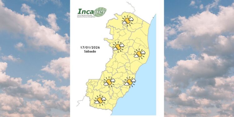 Previsão do tempo para o ES e Colatina para este sábado (17) - Foto: Incaper