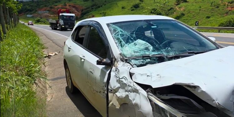 Caminhão atinge veículo da Prefeitura de São Roque do Canaã na BR-259 - Foto: Internet