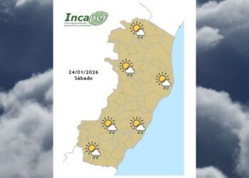 Previsão do tempo para o ES e Colatina neste sábado (24) - Foto: Incaper