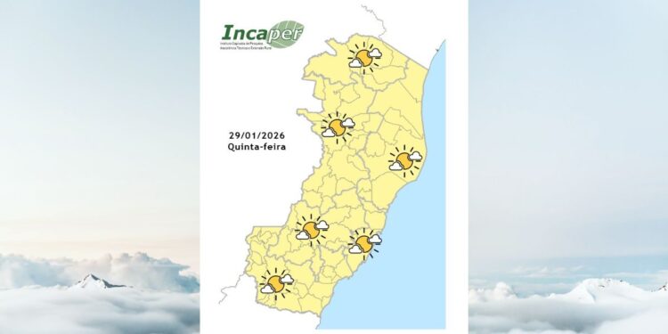 Previsão do tempo para o ES e Colatina nesta quinta-feira (29) - Foto: Incaper