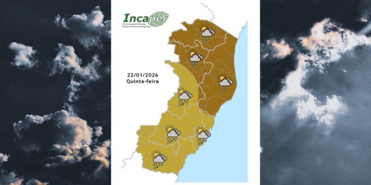 Previsão do tempo para o ES e Colatina nesta quinta-feira (22) - Foto: Incaper