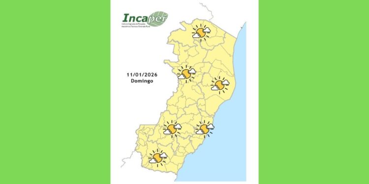 Previsão do tempo para o ES e Colatina neste domingo (11) - Foto: Incaper