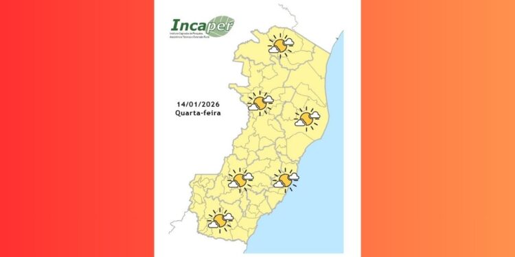 Previsão do tempo para o ES e Colatina para esta quarta-feira (14) - Foto: Iincaper
