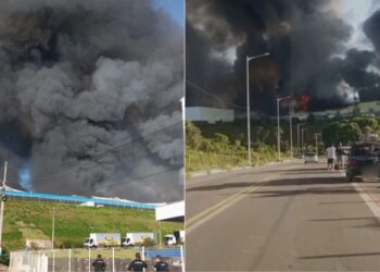 Incêndio de grandes proporções atinge centro logístico em Viana e mobiliza Bombeiros - Foto: Reprodução