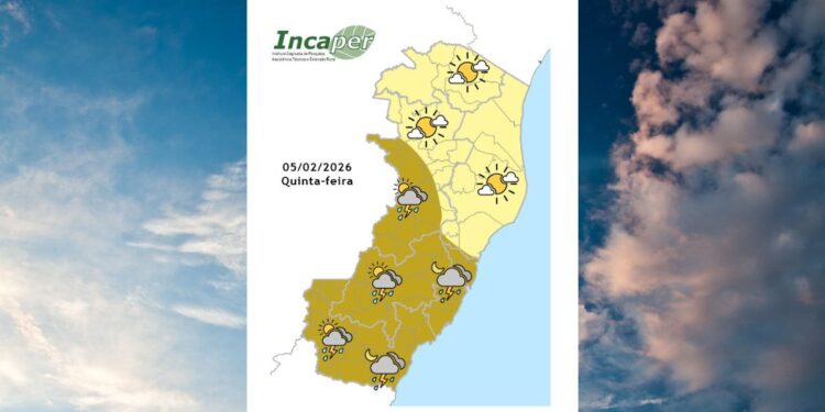 Muitas nuvens com pancadas de chuva e trovoadas isoladas - Foto: Incaper