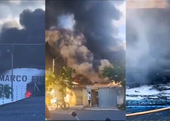 Incêndio atinge galpão em Linhares, interdita BR-101 e destrói veículos e embarcação - Foto: Rede Social
