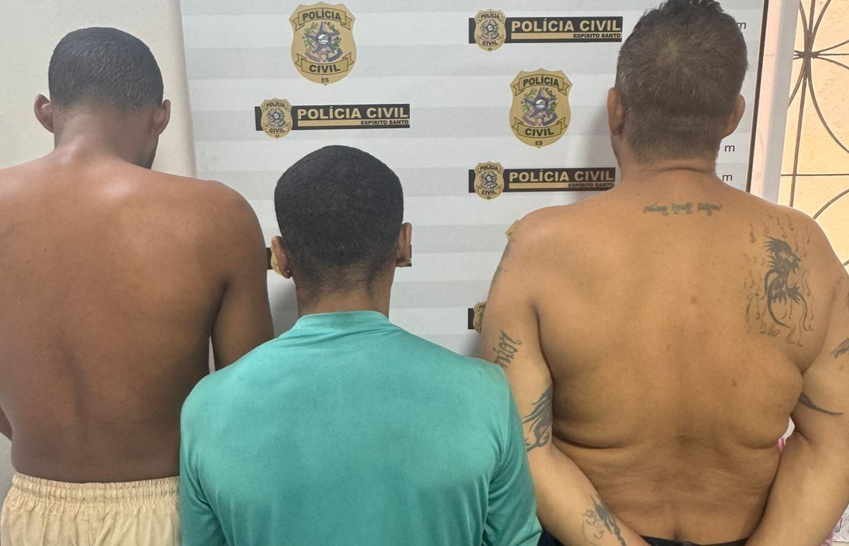 Trio com histórico de homicídio e roubo é preso novamente por tráfico em Marilândia - Foto: PCES