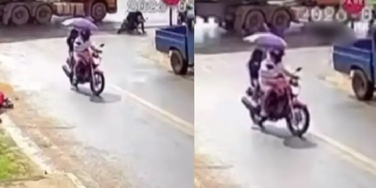 Vídeo chocante: Moto colide com carreta em PI após condutor furar sinal