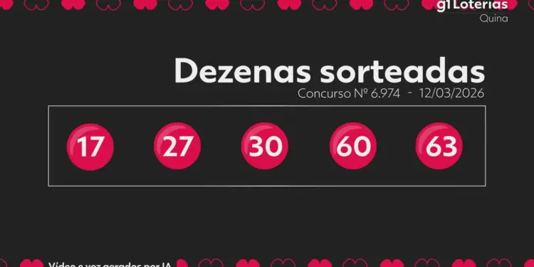 Quina concurso 6974: resultado do sorteio de hoje