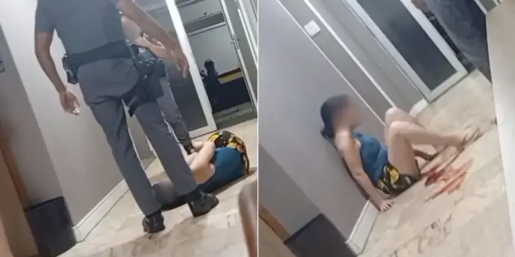 Mulher chutada no rosto por PM em São Vicente alega surto por falta de medicação e defesa pessoal