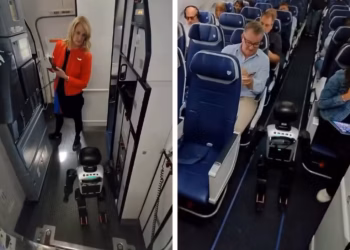 Robô humanoide entra em avião da Southwest Airlines — Foto: Reprodução/Rentbots