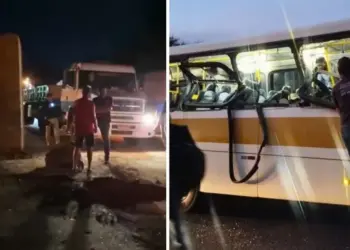 Grave acidente entre ônibus e carreta mobiliza equipes de resgate na BR-259, em Colatina - Fotos: Rede Social
