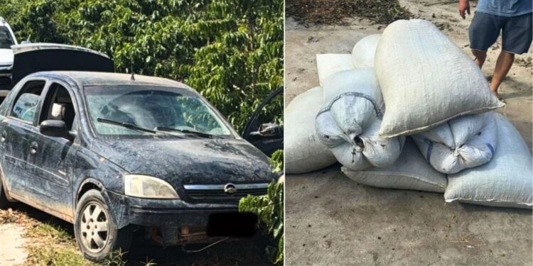 Suspeitos fogem e abandonam carro com carga de café em Jaguaré - Foto: Rede Social