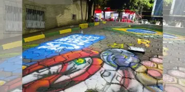 Arte urbana na Copa: muralista Vinicius Graffit pinta rua em Colatina para campanha publicitária - Foto: Divulgação