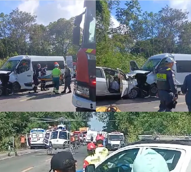 Grave acidente envolve van com pacientes e deixa uma vítima fatal na BR-101 em Linhares - Foto: Reprodução/Rede Social