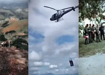 Idoso sofre mal súbito em trilha e é resgatado de helicóptero em Baixo Guandu - Imagens: Notaer