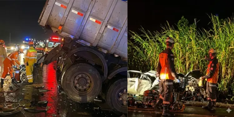 Colisão entre carreta e dois carros deixa dois mortos na BR-101 em Linhares - Foto: Rede Social
